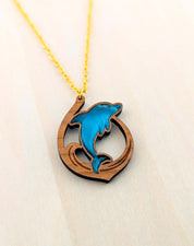 Dancing Dolphin Pendant – Light Cherry