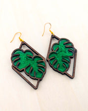 Monstera Earrings – Dark Walnut